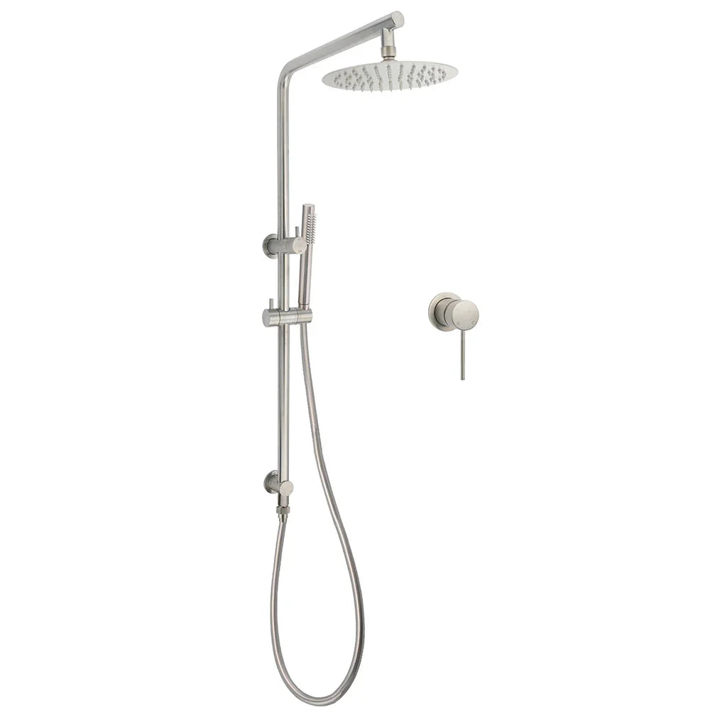 WELS Brushed Nickel 2in1 Shower Set Sliding Rail Arm 8