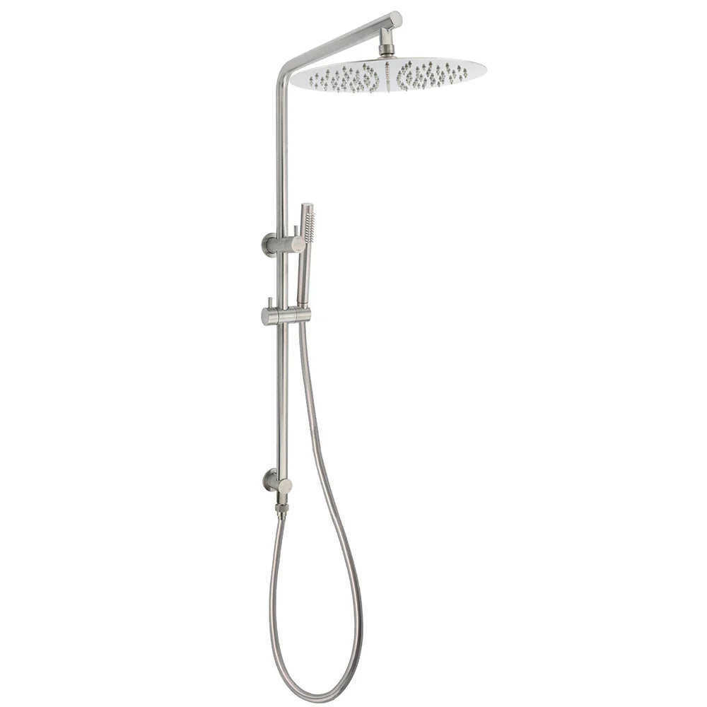 WELS Brushed Nickel Dual Shower Set Sliding Rail Arm 12