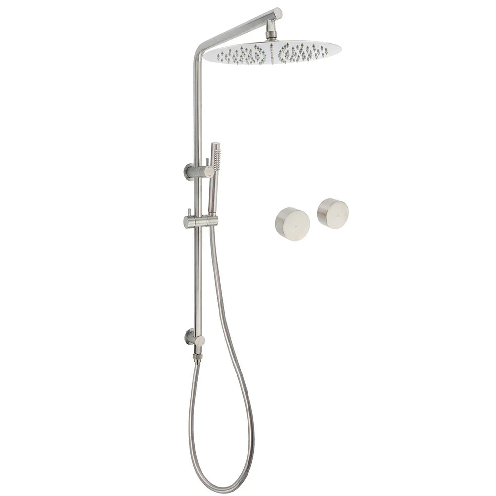 WELS Brushed Nickel Dual Shower Set Sliding Rail Arm 12