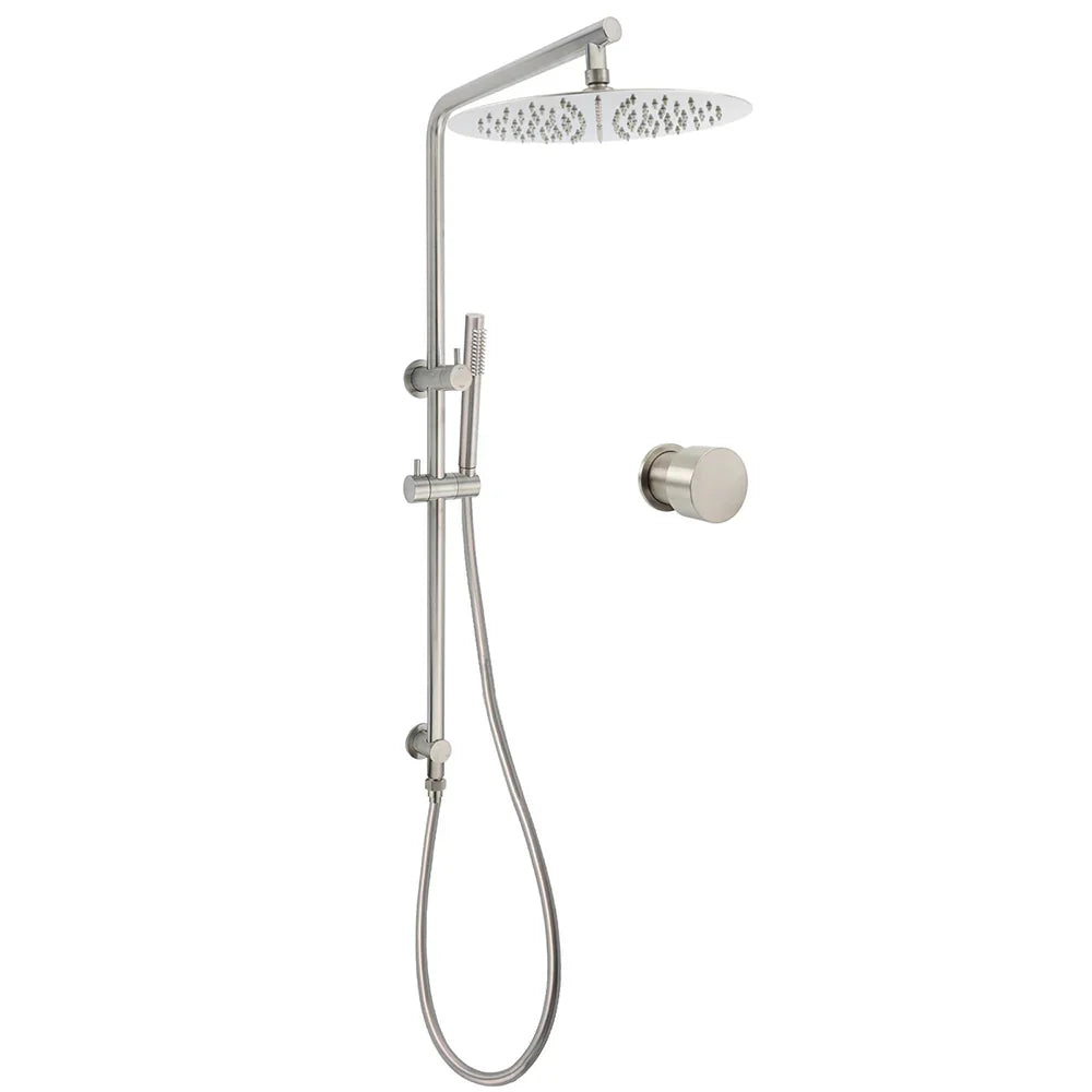 Brushed Nickel Dual Shower Set Sliding Rail Arm 12