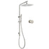 Brushed Nickel Dual Shower Set Sliding Rail Arm 12" Round Head Handheld Hot Cold Control Mixer Valve