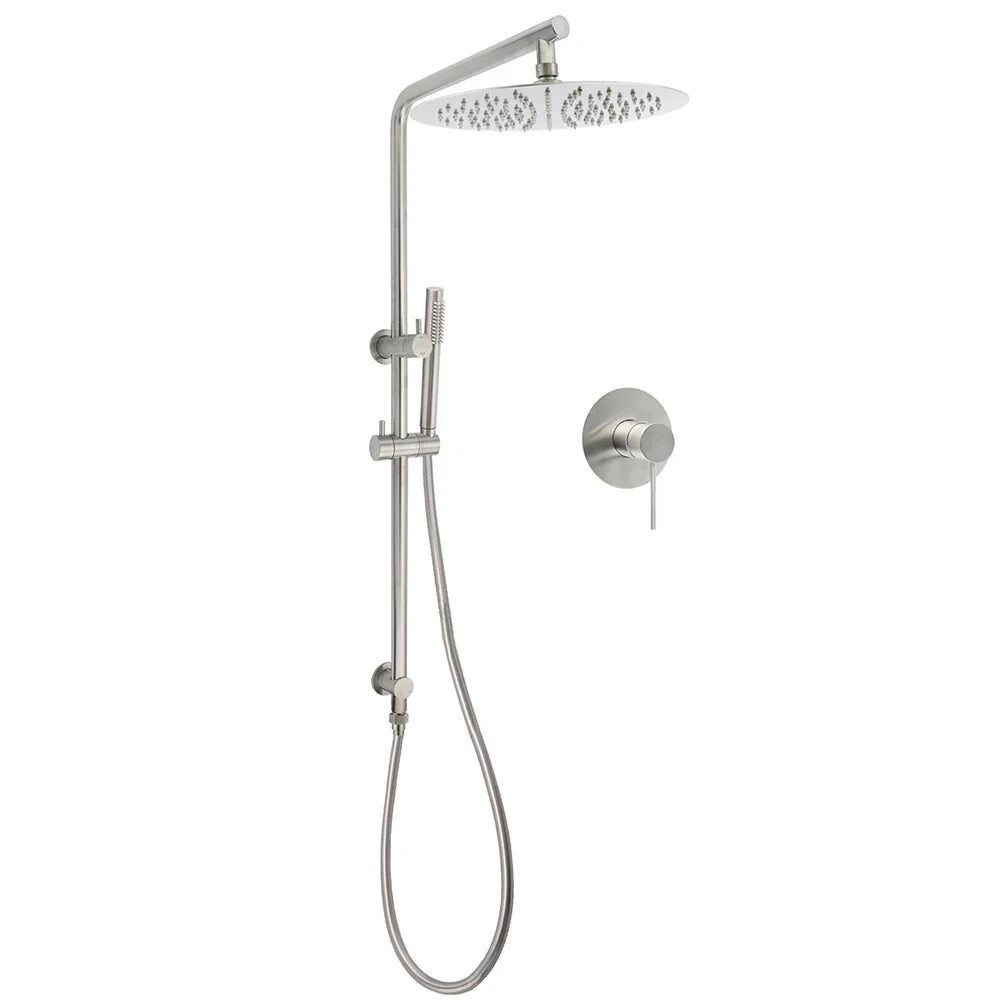 WELS Brushed Nickel 2in1 Shower Set Sliding Rail Arm Large 12