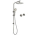 WELS Gun Metal Round 10" Twin Shower Head 3 Modes Handheld Slide Rail Hot Cold Taps Set