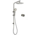 WELS Gun Metal Round 10" Twin Shower Head 3 Modes Handheld Slide Rail Arm Diverter Mixer Set