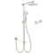 Brushed Nickel Round 8" SUS Rain Head Shower Handheld Sliding Rail Arm Chrome Set + Twin Taps