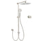 Brushed Nickel 12" Large Rain Head Twin Shower Handheld Sliding Rail Arm Set With Mixer