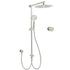 Brushed Nickel 12" Large Rain Head Twin Shower Handheld Sliding Rail Arm Set With Mixer