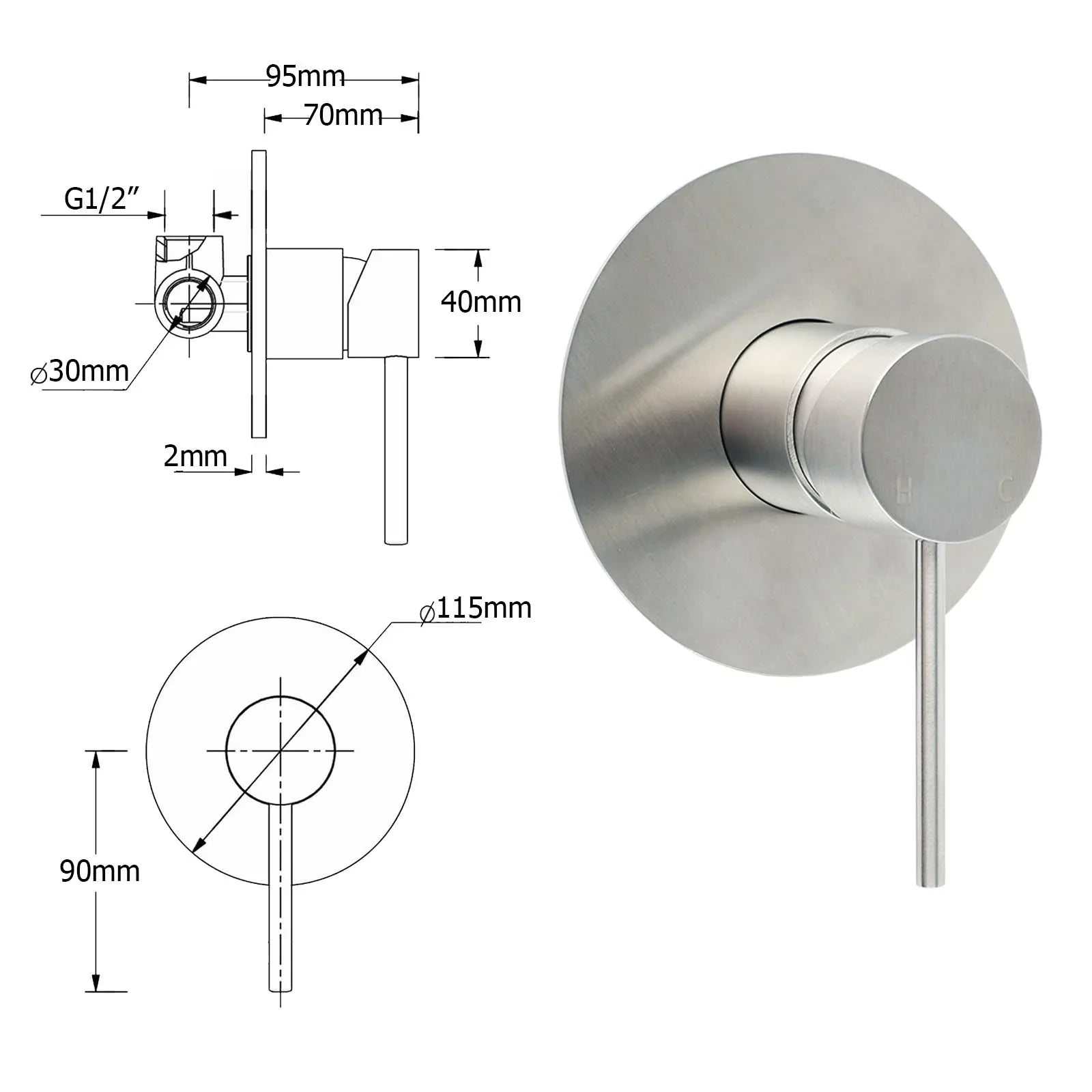 Brushed Nickel Round 12