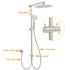 Brushed Nickel Round 12" Rainfall Head Shower Handheld Sliding Rail Small Face Mixer 2in1 Set