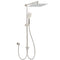 Brushed Nickel 2in1 Square 12" Thin Rainfall Head Shower 3 Modes Handheld Sliding Rail Arm Set
