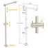 Brushed Nickel 2in1 Square 12" Thin Rainfall Head Shower 3 Modes Handheld Sliding Rail Arm Set