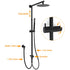 WELS Matt Black 2in1 Shower 8" Round Head Set 1 Mode Handheld Rose Sliding Rail Elbow Inlet