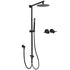 WELS Matt Black 2in1 Shower 8" Round Head Set Sliding Rail Single Mode Handheld + Twin Taps