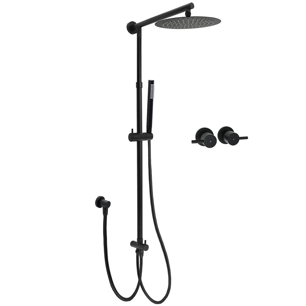 Matt Black Round Dual Shower Set 10