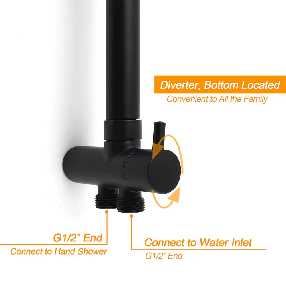 Matt Black 2in1 Round Shower 10