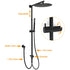 WELS Matt Black Dual 12" Round Shower Head Set Metal Handheld Rail Wall Arm Elbow Inlet Twin Taps