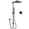 WELS Matt Black Twin Round 12" Shower Head Set Metal Handheld Flexible Rail Wall Arm Mixer