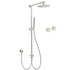 Brushed Nickel Round 8" Rain Head Shower Stainless Steel Handheld Sliding Rail Arm Chrome Set + Twin Taps