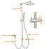 Brushed Nickel Round 8" Rain Head Shower Stainless Steel Handheld Sliding Rail Arm Chrome Set + Twin Taps