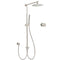 Brushed Nickel 8" Thin Rain Head Twin Shower Metal Handheld Rose Sliding Rail Arm Set With Mixer
