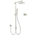 Brushed Nickel 8" Thin Rain Head Twin Shower Metal Handheld Rose Sliding Rail Arm Set With Mixer