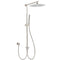 Brushed Nickel Dual Round 12" Stainless Steel Rain Shower Head Metal Handheld Sliding Rail Arm Set