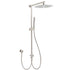 Brushed Nickel Dual Round 12" Stainless Steel Rain Shower Head Metal Handheld Sliding Rail Arm Set