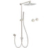 Brushed Nickel Round 12" SUS Rain Head Metal Handheld Shower Sliding Rail Arm Chrome Set + Twin Taps