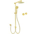 WELS Brushed Gold 2in1 Shower 8" Round Head Set 3 Mode Handheld Rose Sliding Rail Twin Taps