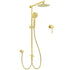 WELS Brushed Gold Shower 8" Round Head 3 Mode Handheld Rose Sliding Rail Mixer Dual Set