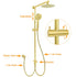 WELS Brushed Gold Shower 8" Round Head 3 Mode Handheld Rose Sliding Rail Mixer Dual Set