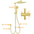 WELS Brushed Gold Round 12" Shower Head 3 Mode Handheld Rose Sliding Rail Twin Taps Set
