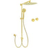 WELS Brushed Gold Rain Shower 12" Head 3 Mode Handheld Rose Sliding Rail Round Taps Set