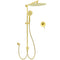 WELS Brushed Gold 2in1 Large Round Shower 12" Rain Head 3 Mode Handheld Sliding Rail Mixer Set