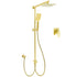 WELS Brushed Gold Square 8" Rain Shower Head 3 Mode Handheld Sliding Rail Arm Dual Mixer Set