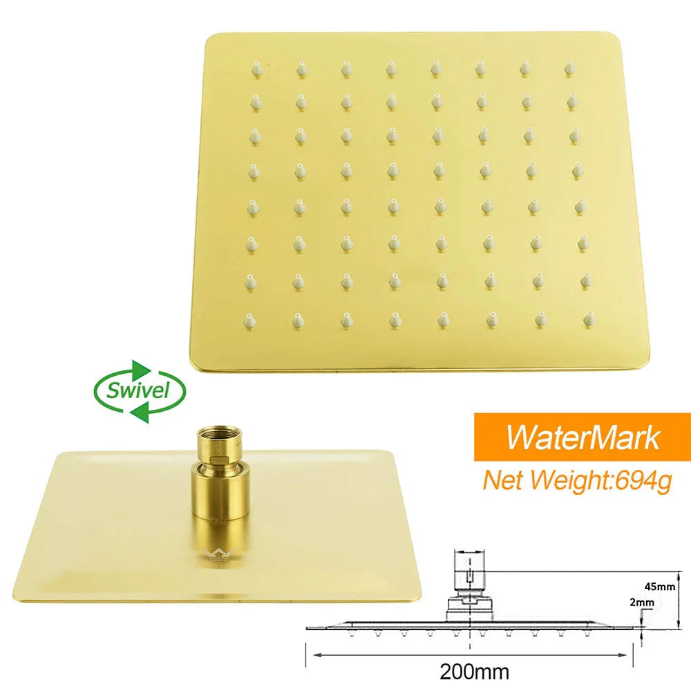 WELS Brushed Gold Square 8