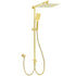 Brushed Gold Square 12" Large Rain Head 3 Mode Handheld Rose Sliding Rail Arm Twin Shower Set