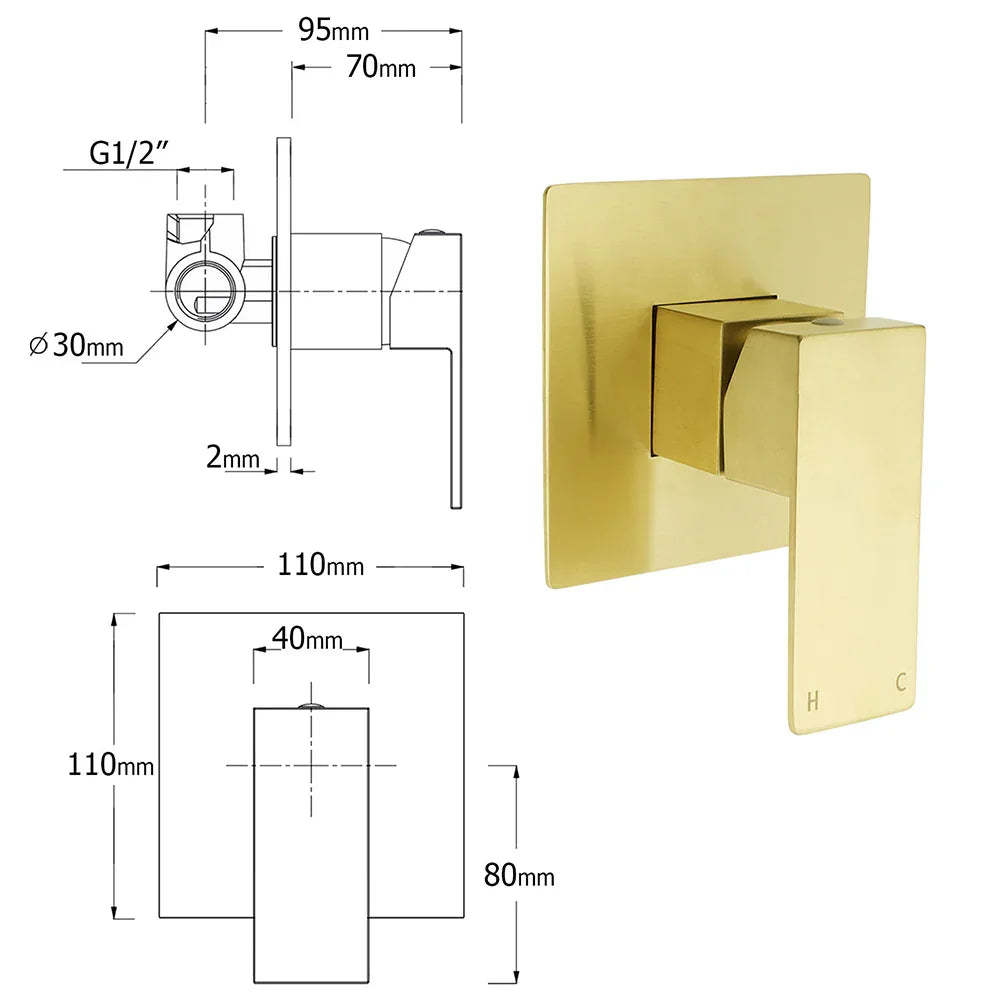 WELS Brushed Gold Square 12