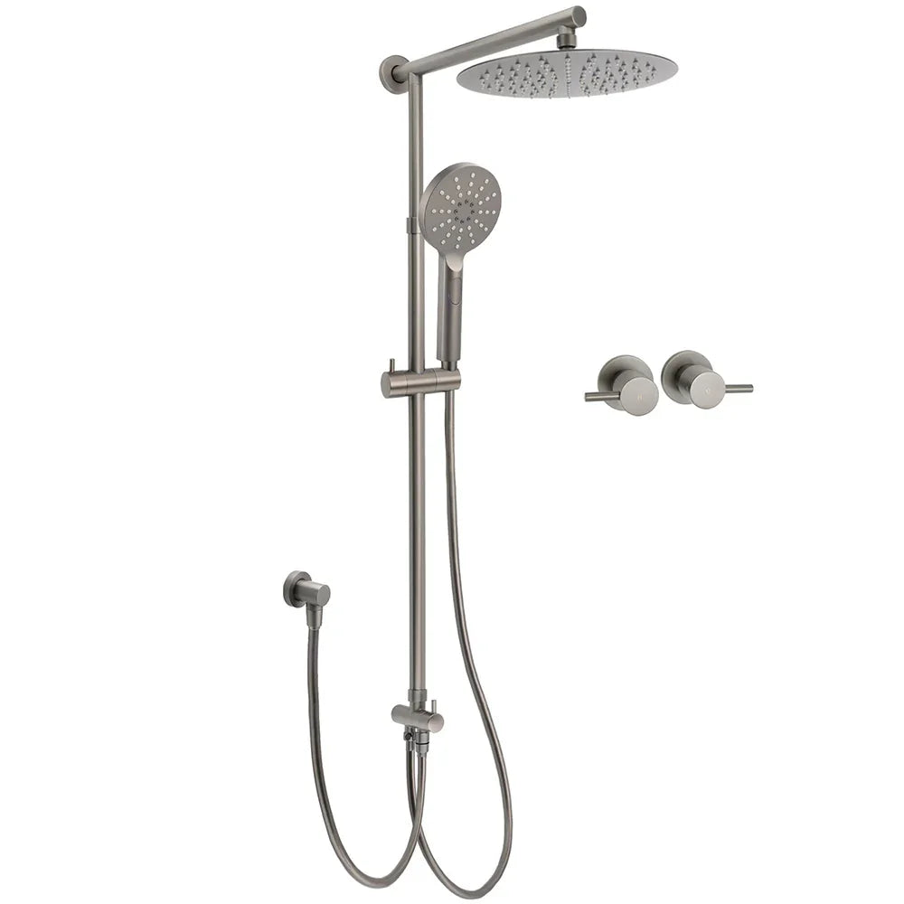 WELS Gun Metal 2in1 Round Shower 10