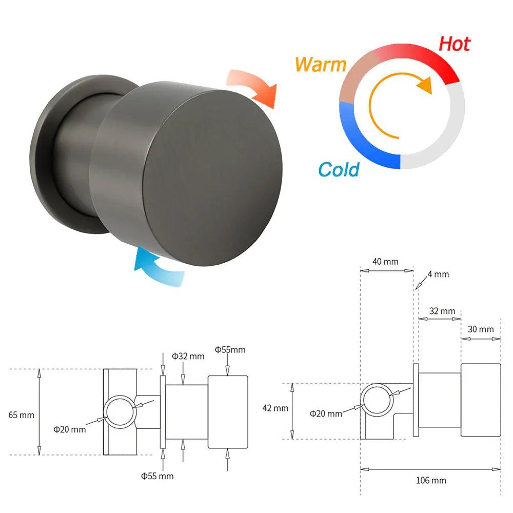 WELS Gun Metal Dual Round Shower 10