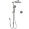 WELS Gun Metal Double Round Shower 10" Rain Head 3 Mode Handheld Sliding Rail Mixer Valve Set