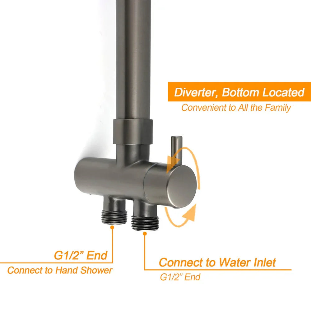 Gun Metal Round Shower 2in1 Set 10