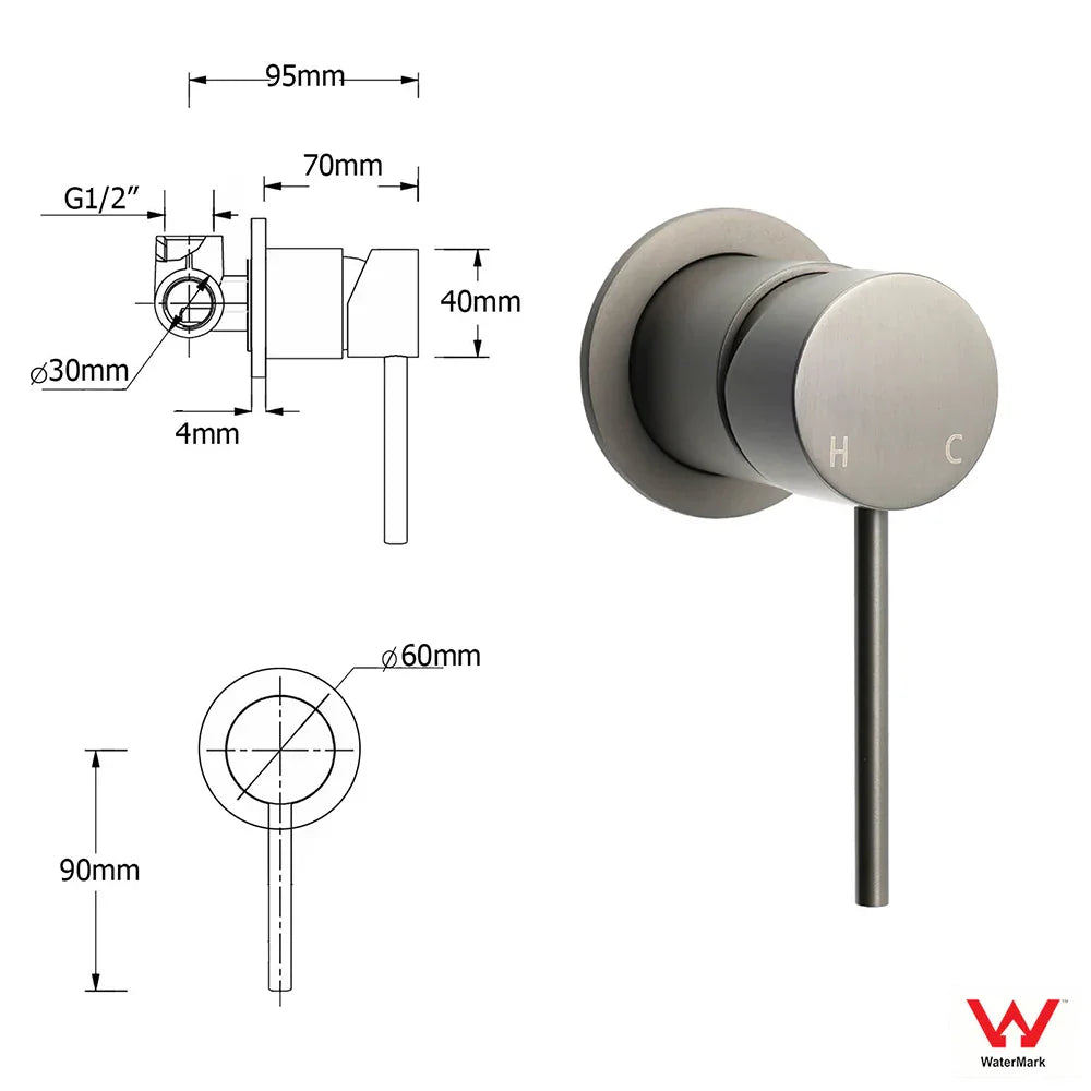 Gun Metal Round Shower 2in1 Set 10