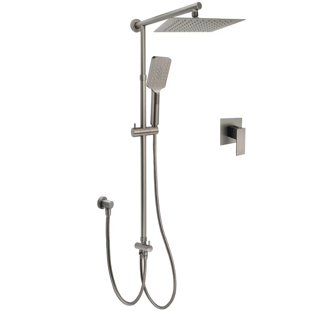 WELS Gun Metal 2in1 Shower Set Square 10