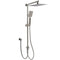 WELS Gun Metal 2in1 Shower Set Square 12" Rainfall Head Handheld Adjustable Silde Rail Combo