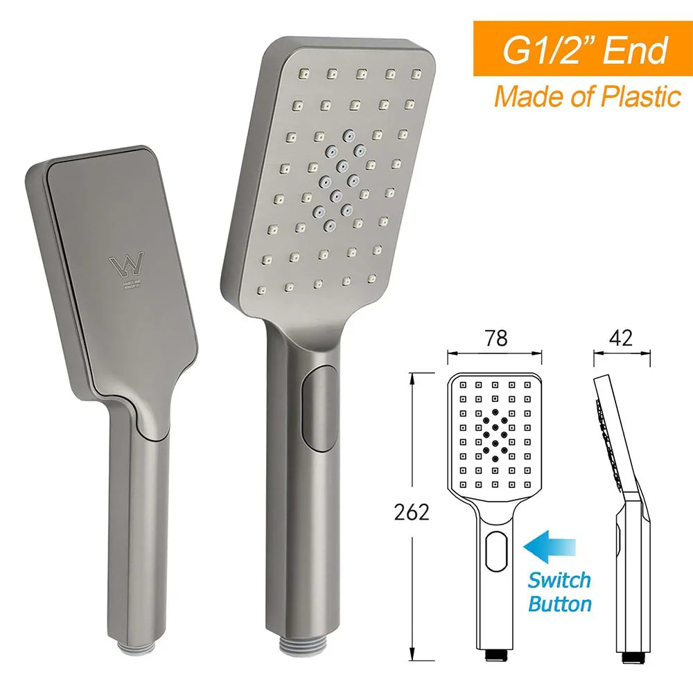 WELS Gun Metal 2in1 Shower Set Square 12