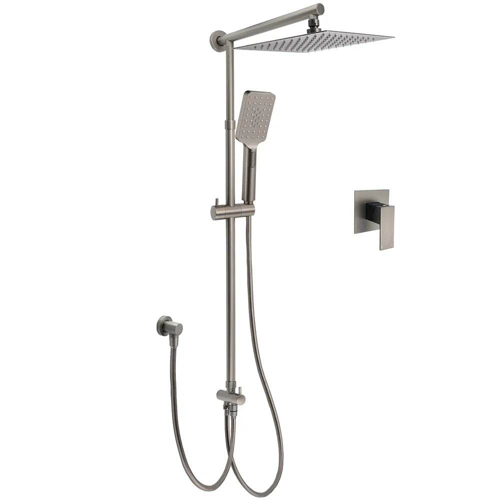 WELS Gun Metal 2in1 Shower Set Square 12