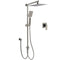WELS Gun Metal 2in1 Shower Set Square 12" Rain Head 3 Modes Handheld Silde Rail Hot Cold Mixer