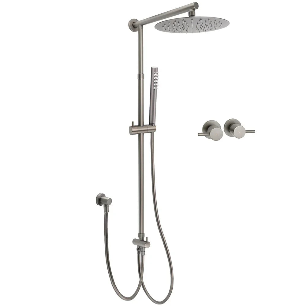 WELS Gun Metal 2in1 Round Shower 10