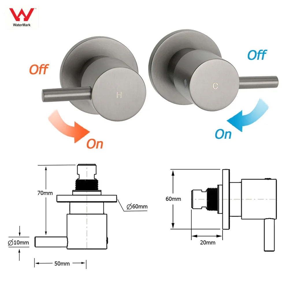 WELS Gun Metal 2in1 Round Shower 10